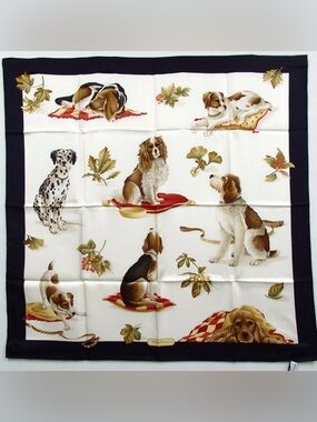 Salvatore Ferragamo Dog Print Silk Scarf 🐾🐕🐶❤️